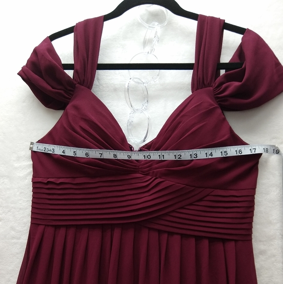Lulus Chiffon Empire Waist Maxi Formal Dress Sz XL Make Me Move Burgundy Gown - Picture 5 of 11